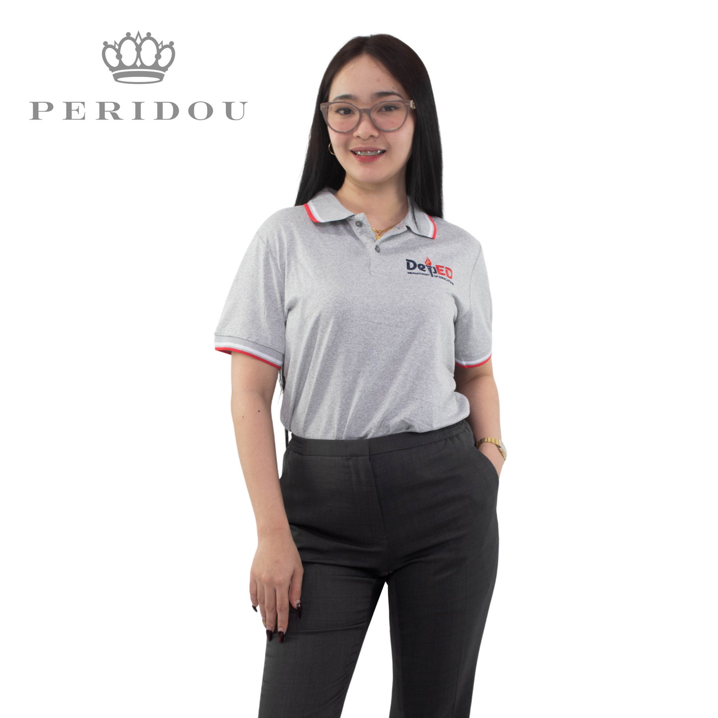 lPeridou x Teacher Karla UNISEX Dri-fit Polo Shirt TCT-1 Gray