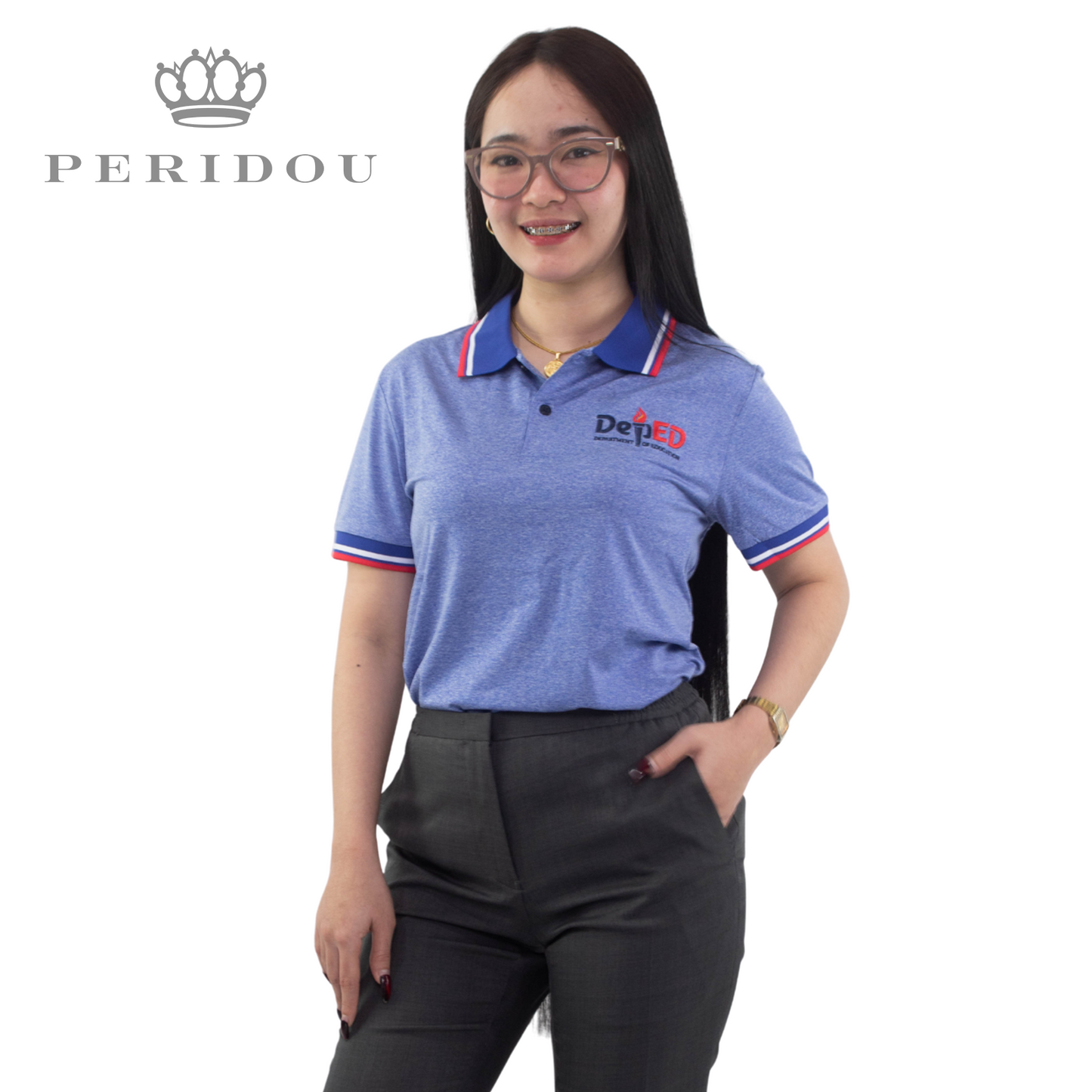 Peridou x Teacher Karla UNISEX Dri-fit Polo Shirt TCT-2 Light Blue